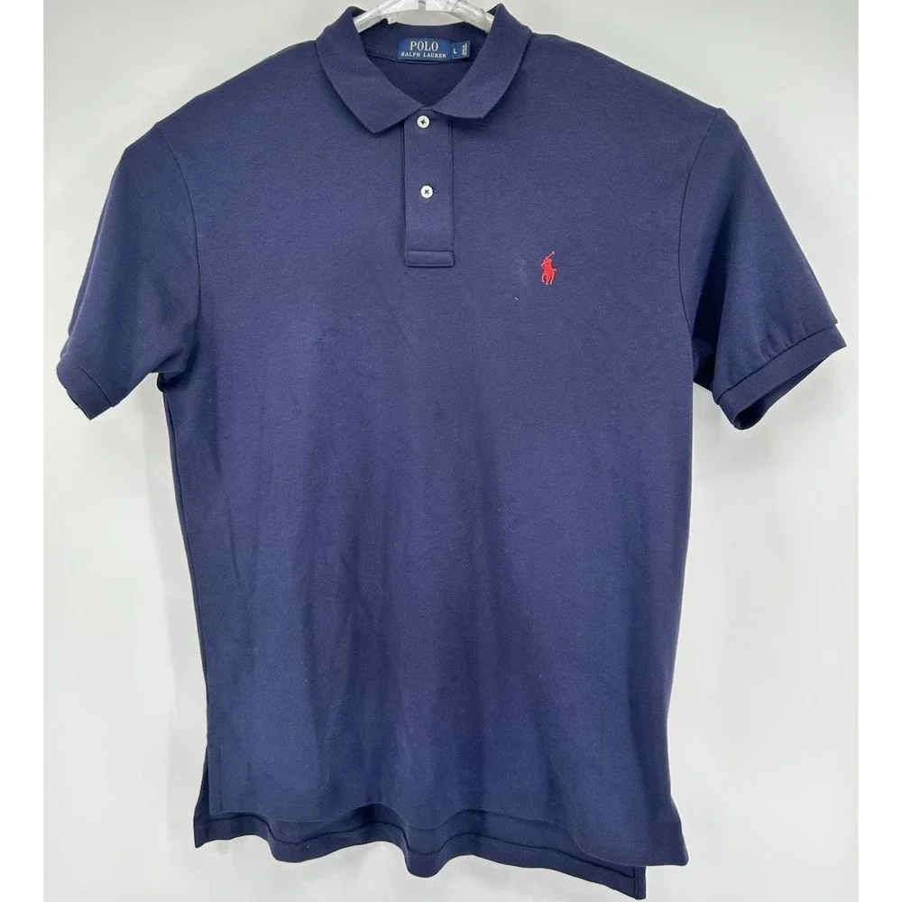 Polo Ralph Lauren Short Sleeve Polo Shirt Navy Blue Men's Size Large